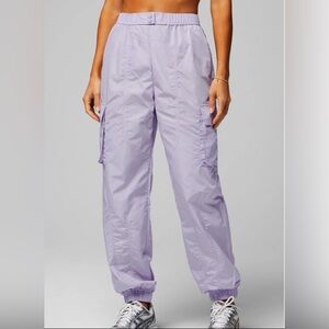 New Fabletics Women's Lilac Cargo Pants Tapered Leg Button Cargo Pocket Size XXL